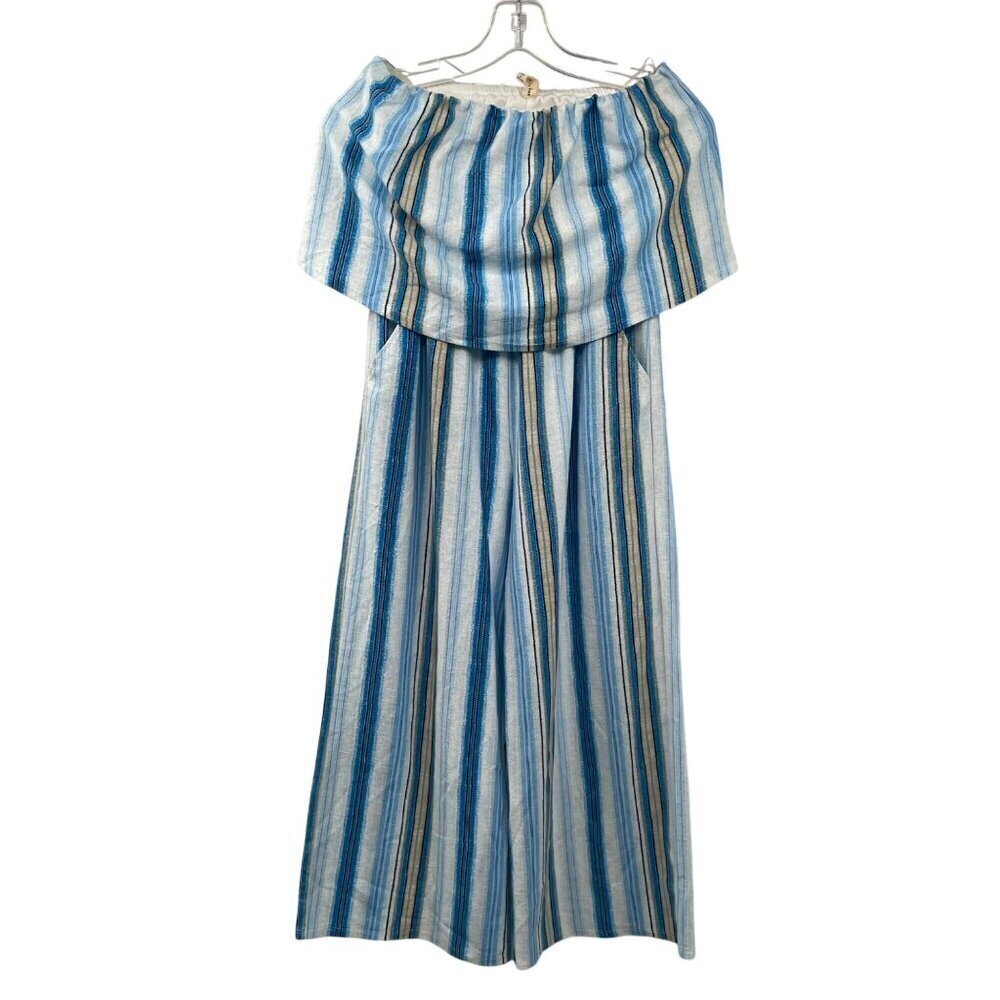 Bebop Womens Striped Blouson Jumpsuit Strapless Size Small